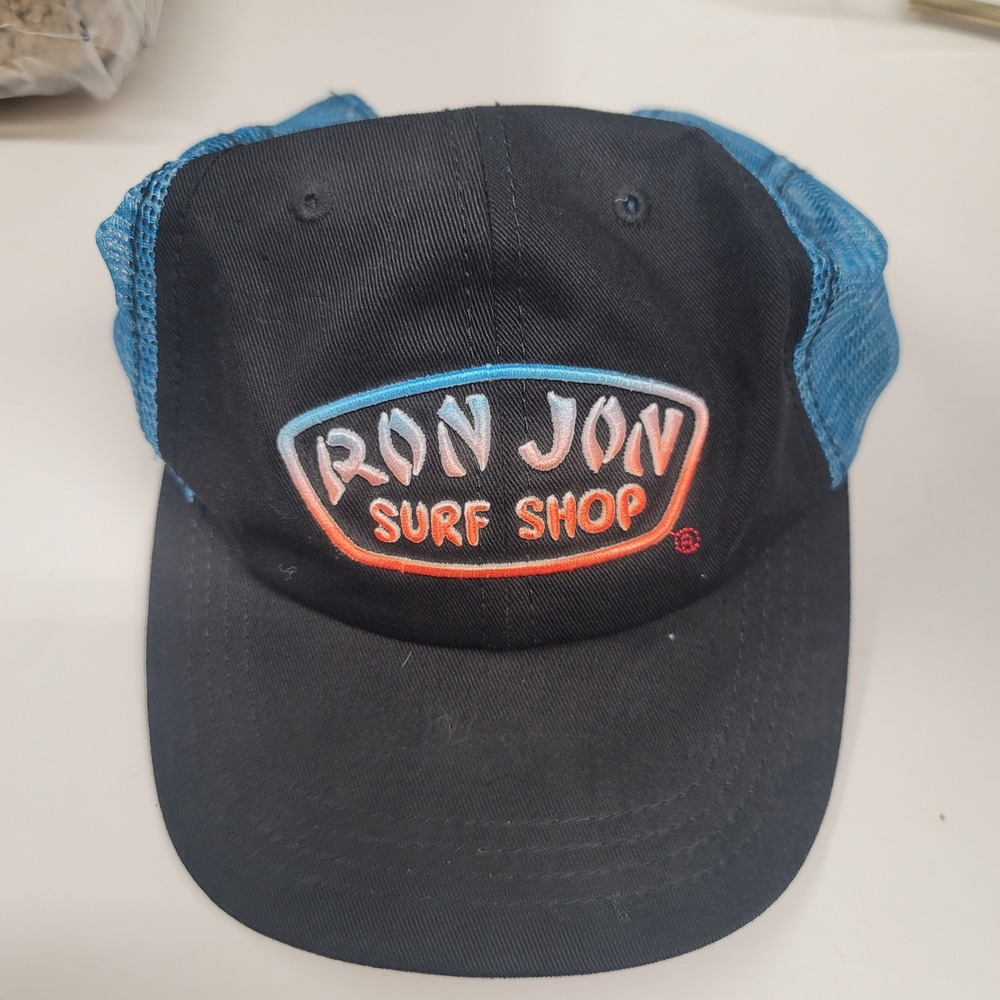 Ron Jon Surf Shop Trucker Hat Blue Mesh‎ Black Brim Embroidered Logo Youth